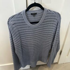 Dynamite Pastel Blue Open-Weave Crewneck Sweater